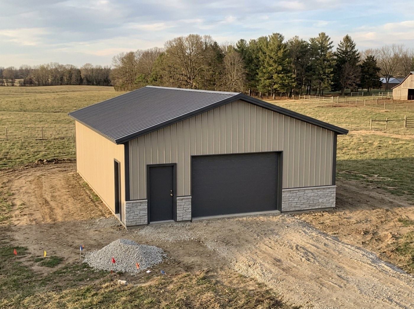 A completed post-frame building