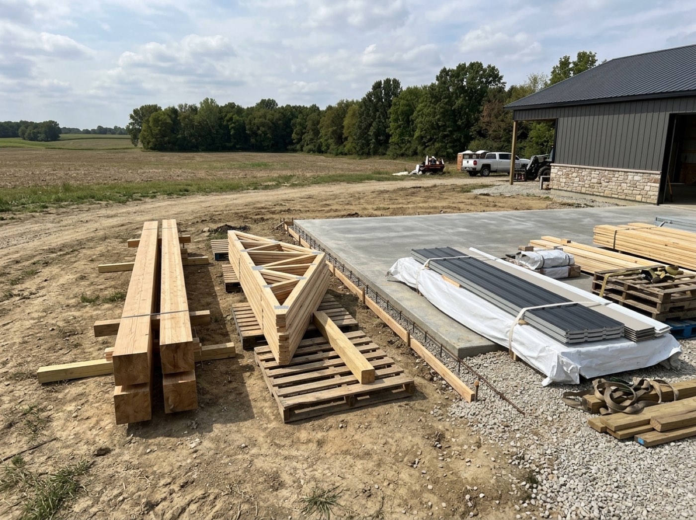 Materials staged on site
