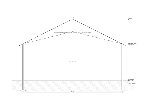 The building section on the plan sheets drawing and naming a scissor-truss vault